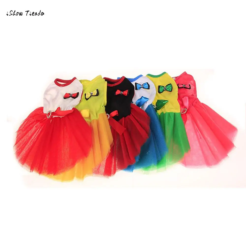 

ISHOWTIENDA New Lovely Puppy Dog Princess Dress Dog Clothes Camisole Gauze Skirt Small Pet Dog Cat Bubble Dress Ropa Perro New