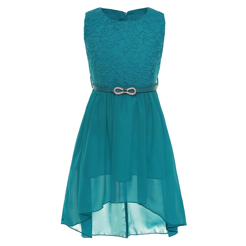 Floral sem Mangas Festa de Aniversário Vestido da Menina Vestido de Princesa com Cinto Crianças Meninas Chiffon Rendas Vestidos Chá Comprimento Flor 10 da menina flor vestido de princesa com cinto