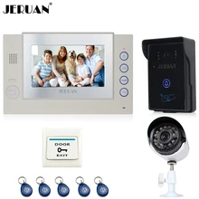 JERUAN 7″ TFT Video Door Phone Record intercom System kit RFID Access IR Night vision Camera + 700TVL Analog Camera 8GB SD Card