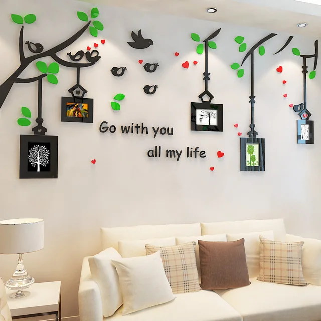 aliexpress: beli frame pohon 3d kristal akrilik stiker dinding
