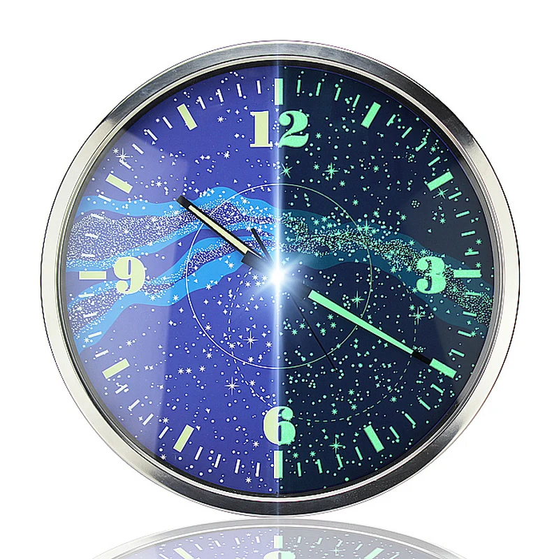 

14 Inches Galaxy Luminous Fashion Luminous Wall Clock Room Decorative Clock diy Quartz Needle Home Decoration free shipping