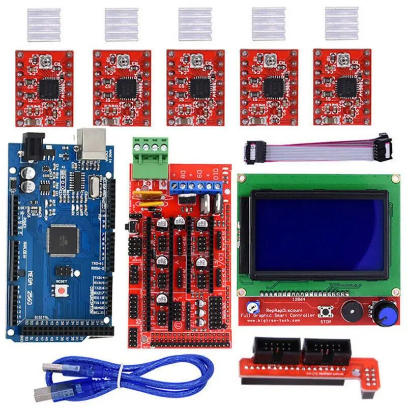 Hot 3D Printer Kits RAMPS 1.4 Mega2560 12864 LCD Controller A4988 for Arduino Reprap Castleof threeC Store XYB 