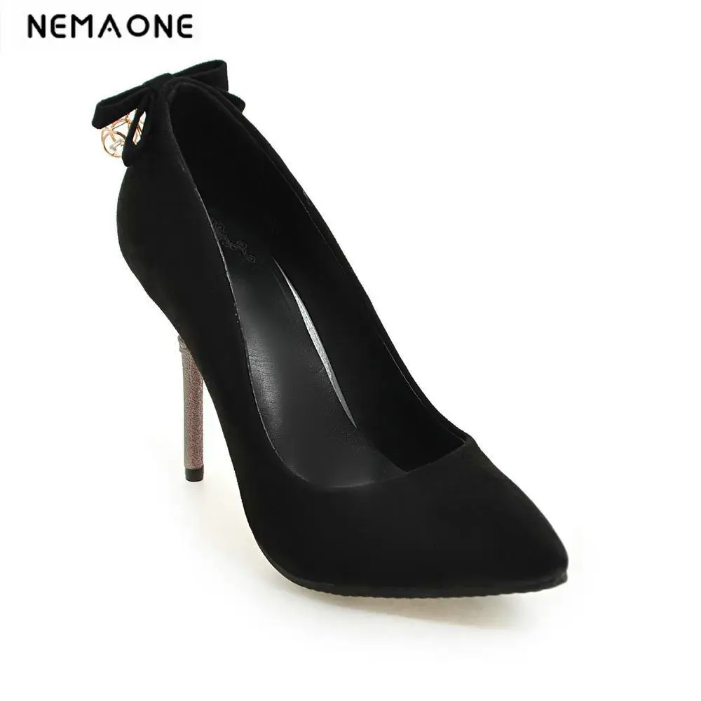

2017 Vintage sweet Pointed toe High Heels Women Heeled Shoes Fashion Women's Pumps Brand Ladies Bowknot high Heels