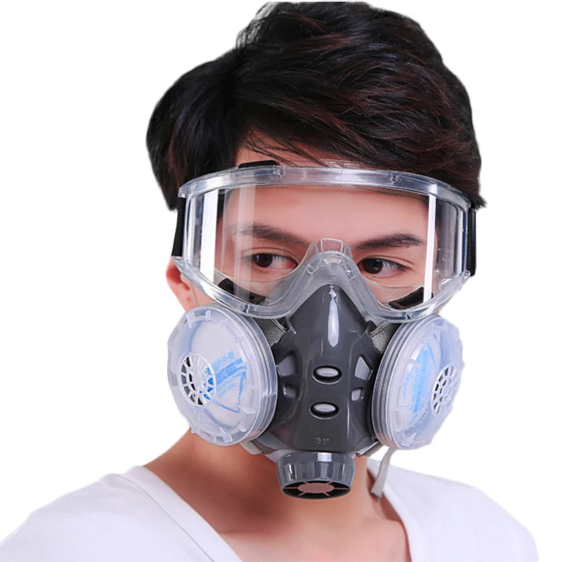 Респиратор на половину лица, Пылезащитная маска с защитными очками для строителя, плотника, ежедневной дымки, промышленная защита, Рабочая защитная маска