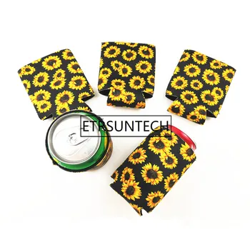 

200pcs Creative design Sunflower Style Neoprene Beer Coolies for 12oz Cans and Bottles Drink Coolers DIY Custom Wedding Party
