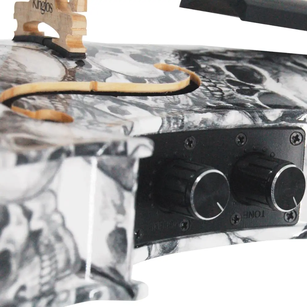 Kinglos Full Size 4/4 Multi Colored Solid Wood Acoustic / Electric Violin Kit with Ebony Fittings