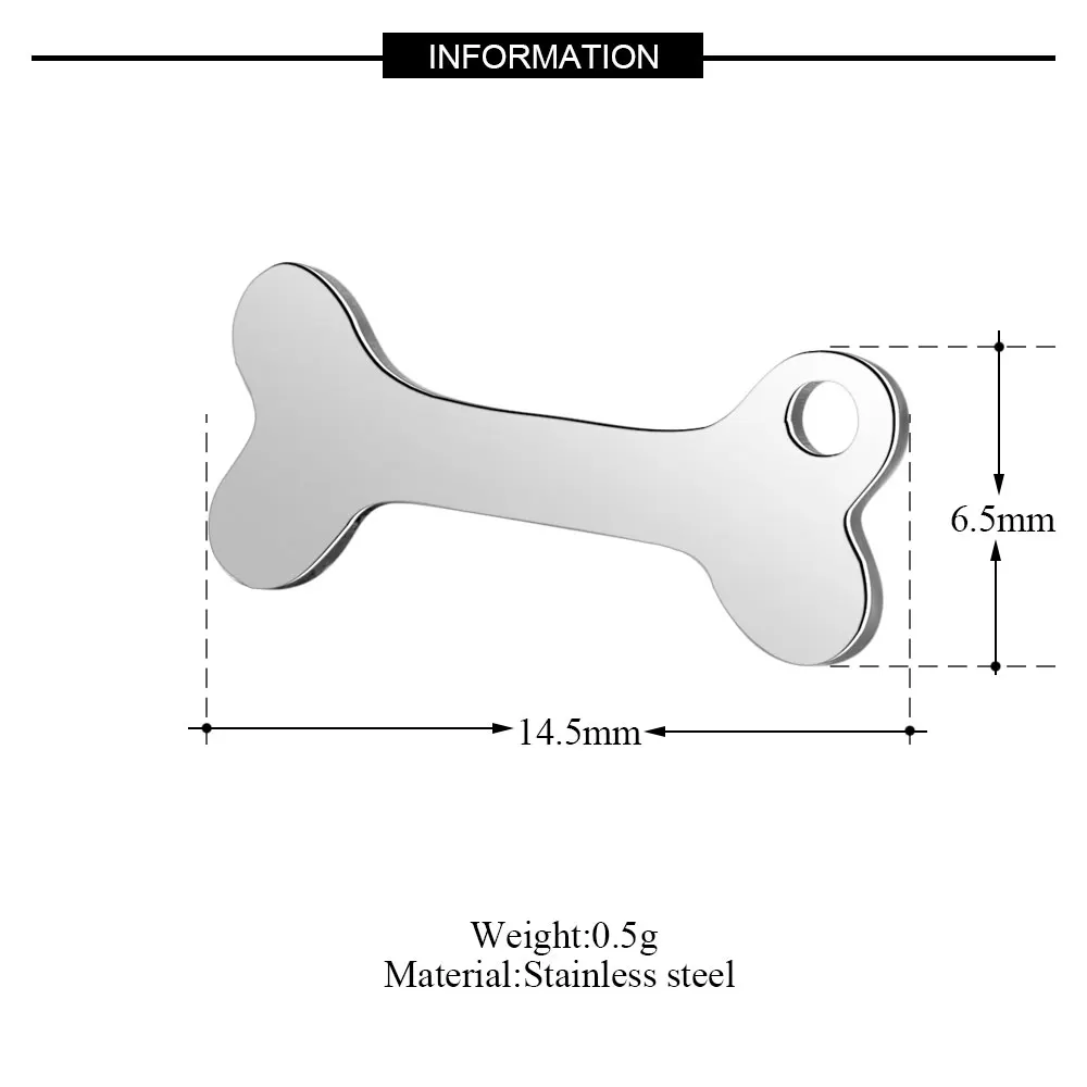 Fnixtar, никогда не выцветает, нержавеющая сталь, животное, собака, кость, мини-металлические подвески для DIY изготовления ювелирных изделий, буквы, лапы, подвески, ювелирные изделия, 10 шт./лот - Окраска металла: bone1