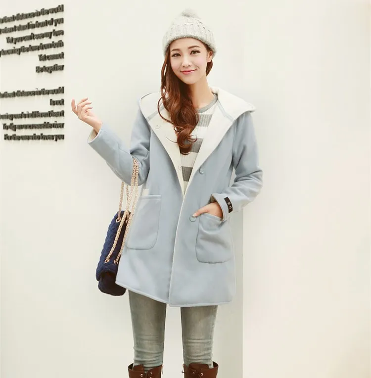 Fashion hooded woolen coat warm slim sweet long wool woolen Autumn winter New coat Women for female Overcoat Fashion hooded woolen coat warm slim sweet long wool woolen Autumn winter New coat Women for female Overcoat