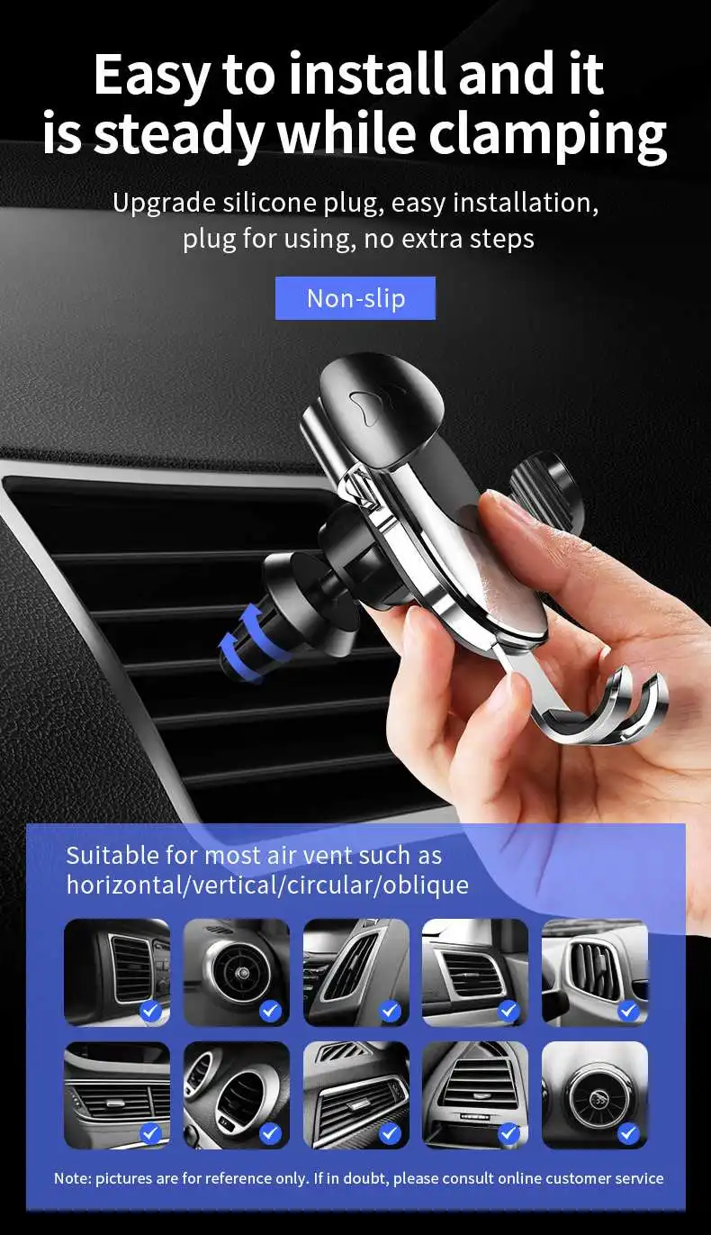 Universal Car Phone Holder For iPhone X XS Max Samsung for Huawei Car Air Vent Mount Holder Metal Gravity Mobile Phone Holder
