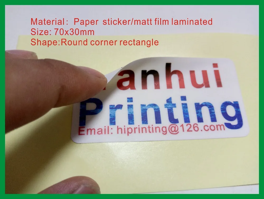 70x30mm glossy paper sticker printing/matt film laminatedin Stationery