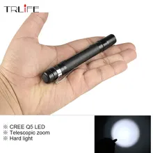 Mini Telescopic Zoom CREE Q5 3000LM LED Flashlight Torch Pocket Light Waterproof Lantern AAA Battery Powerful for Hunting