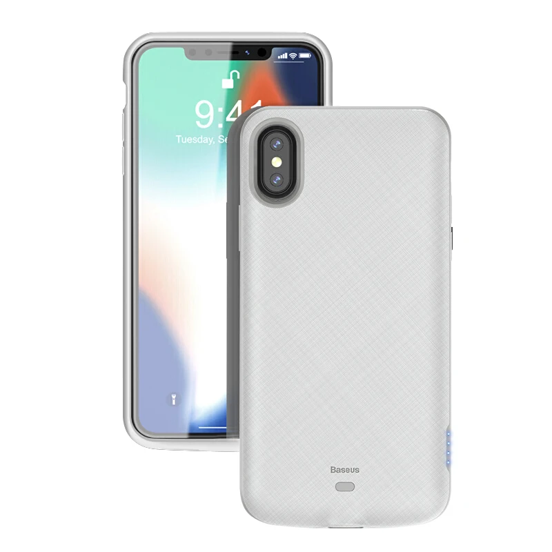 Чехол для аккумулятора Baseus 4000 мАч для iPhone XS X, внешний аккумулятор, чехол для зарядки, чехол для внешнего зарядного устройства для iPhone X, чехол для задней панели - Цвет: White For IP X XS