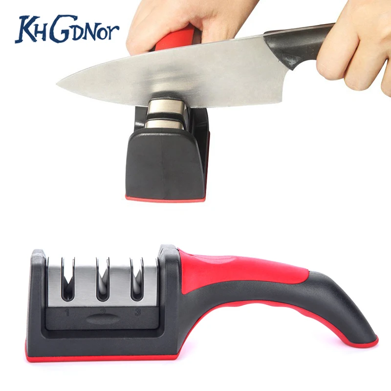 KHGDNOR Three Stages Knife Sharpener Professional Hard Carbide Ceramic