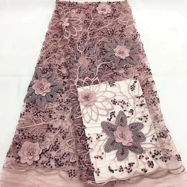 African Lace Fabric With Sequins 5 Yards/lot 2018 Hot High Quality 3D Flower For Evening Dress C10 | Дом и сад