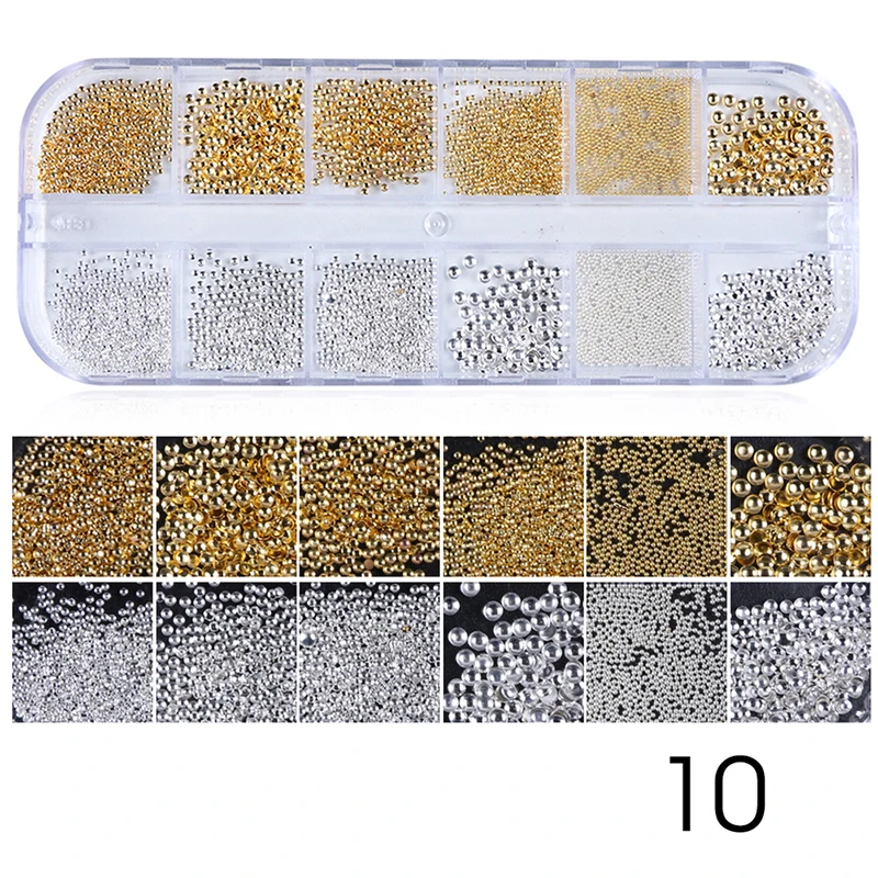 12 Types Glitter Nails Charms Metal 3D Nail Art DIY Decorations Nails Gold Silver Manicure Nail Ornament Jewelry Beauty