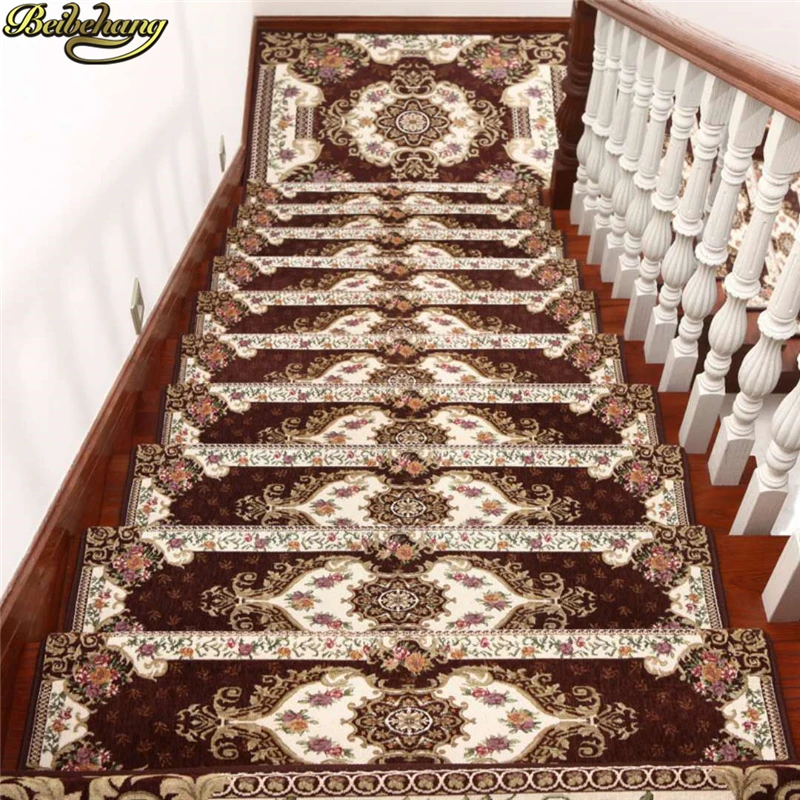 

beibehang European stair mat glue-free self-adhesive solid wood non-slip mats corridor carpet step mat Home Decoration