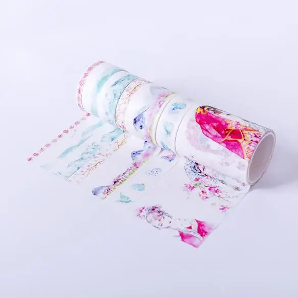 7 шт./кор. винтажные изделия ручной работы Скрапбукинг Washi маскирующая лента клейкая лента декоративная бумажные этикетки наклейки для Тетрадь канцелярский подарок - Цвет: Зеленый