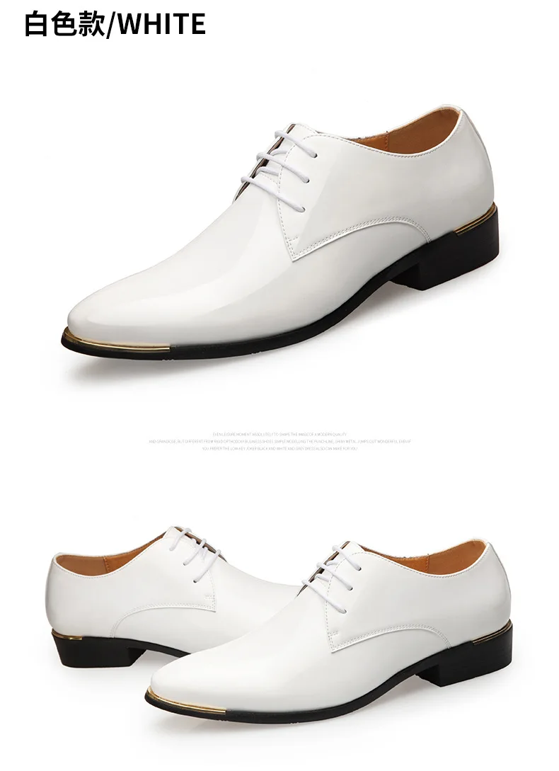 Sapatos de couro de patente dos homens