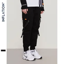 INFLATION Hip Hop Harem Joggers Pants 2019 Male Trousers Mens Pocket Tapes Elastic Waist Casual Pants Sweatpants 8860W