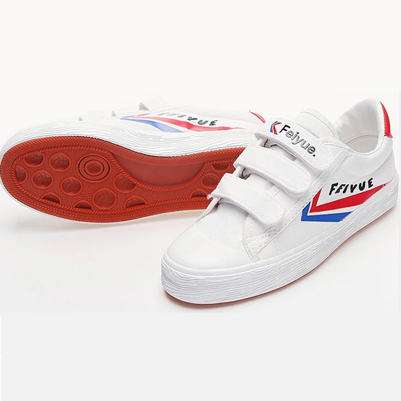 

EU23-37 FY-17-8888 White Black Vintage Canvas Shoes FeiYue TaiChi KungFu ShaoLin Fitness Sneakers For Students Kids Children
