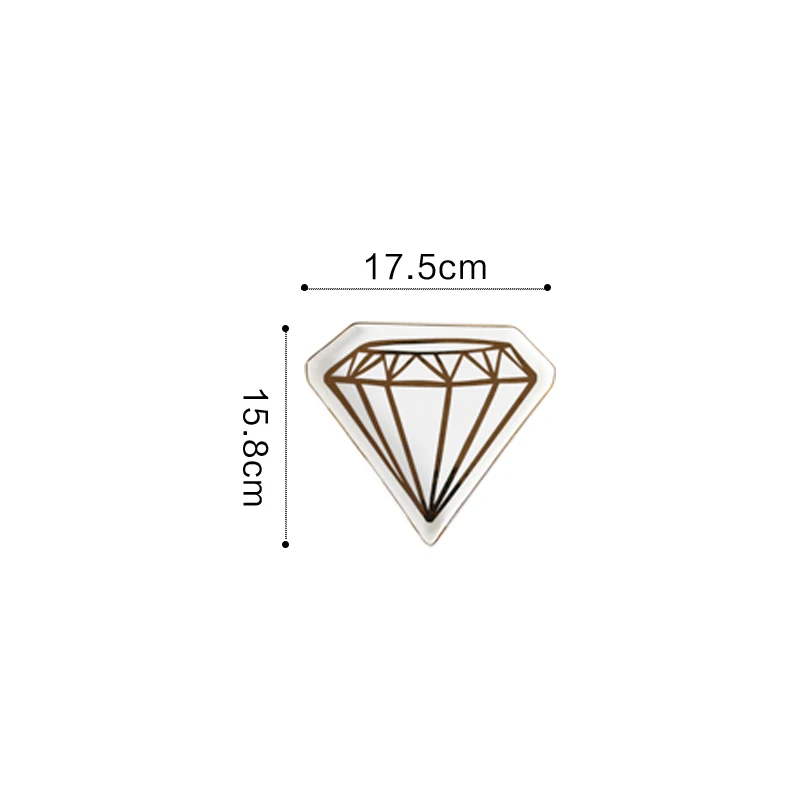 Маленькая керамическая тарелка в виде ананаса, фламинго, торта, тарелка, декоративная фарфоровая тарелка, лоток для хранения ювелирных изделий, кольцо, безделушка, тарелка, посуда - Цвет: Diamond - L