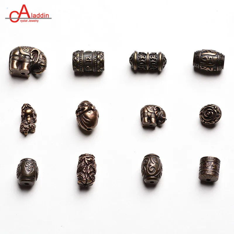 

Aladdin 2PCS Nepali Beads Lucky Elephant Rune Pendant Charm Men's/Women's Bracelet Cloisonne Copper Beads Jewelry Accessories