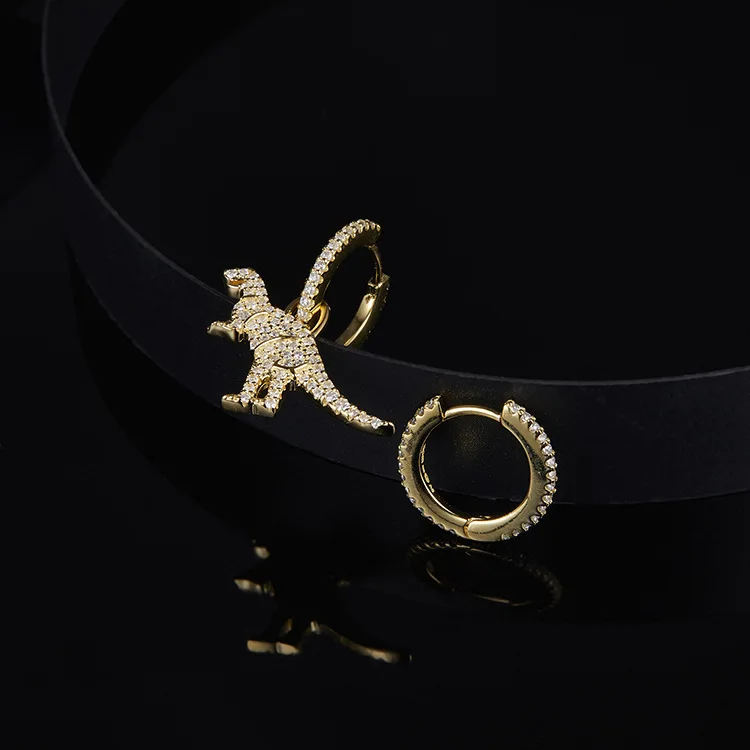 

INS-APM Originally Made of Asymmetrical Golden and Pure Silver Dinosaur Earrings in Europe and America