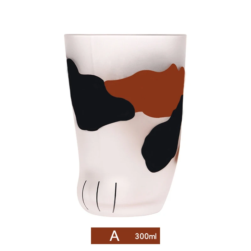 300ml A Кошачий коготь матовая стеклянная чашка молочная кружка Тигровая Кожа узор кофейная чашка подарок YU-Home - Цвет: 300ml A