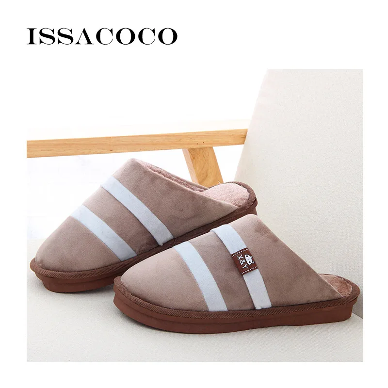 ISSACOCO/мужские зимние хлопковые тапочки; Мужская обувь; Pantuflas Terlik; большие размеры; хлопковые тапочки; домашние тапочки; zapatos hombre