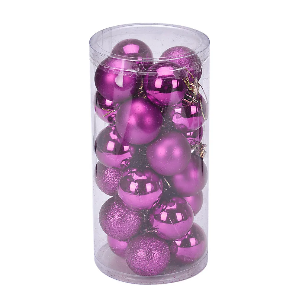 Hot Pink 4 см 24 шт пластиковые Рождественские елки украшения шар рождественские вечерние Висячие шары для рождественские украшения для дома#3 - Цвет: Hot Pink