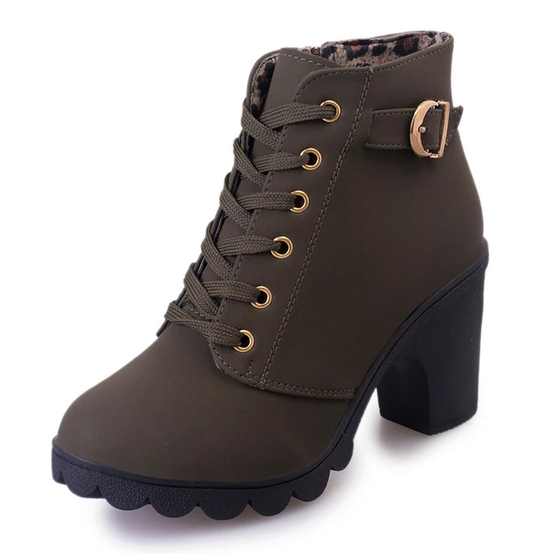 Женские осенне зимние ботинки KUIDFAR 2018 высококачественные однотонные европейские