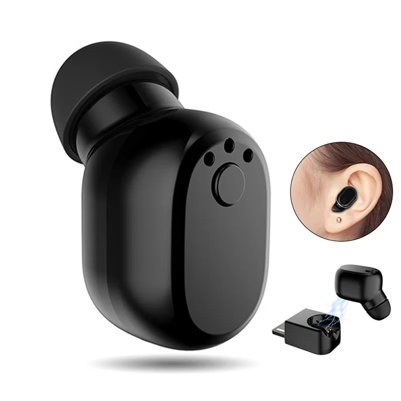 

Mini Bluetooth Earphones Wireless Invisible Earphone Stereo Handsfree Headset Earbud With USB Charging Dock