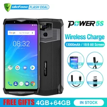 Ulefone Power 5s 13000mAh Mobile Phone Android 8.1 6.0 FHD MTK6763 Octa Core 4GB+64GB 21MP Face ID Wireless Charge Smartphone"