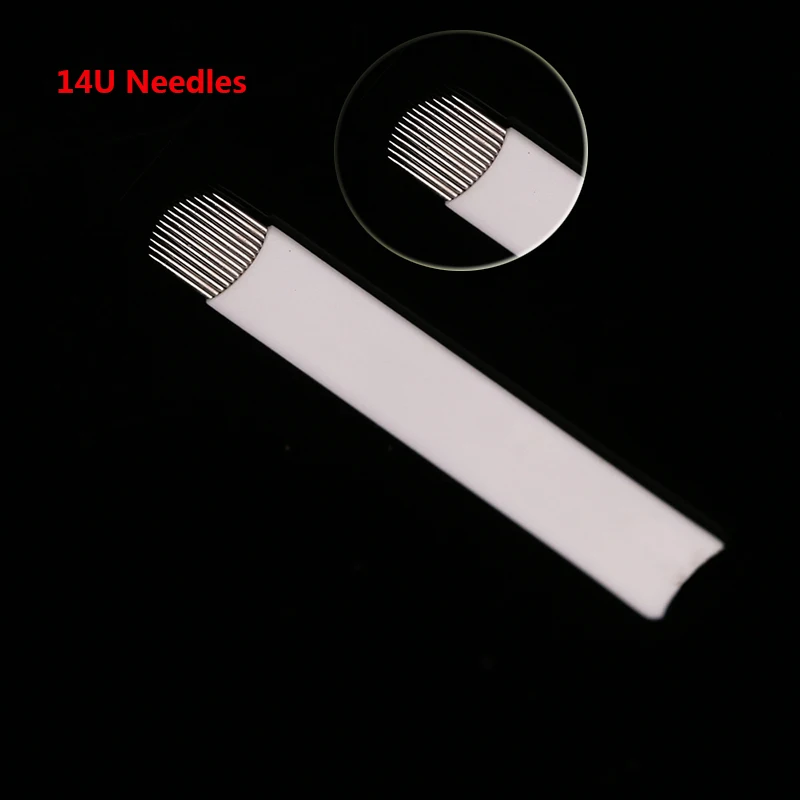 100 шт Laminas микроблейдинг tebori 14 U форма иглы татуировки agulha 14 flex иглы, лезвия для ручной работы ручка татуировки игла 14 штифт