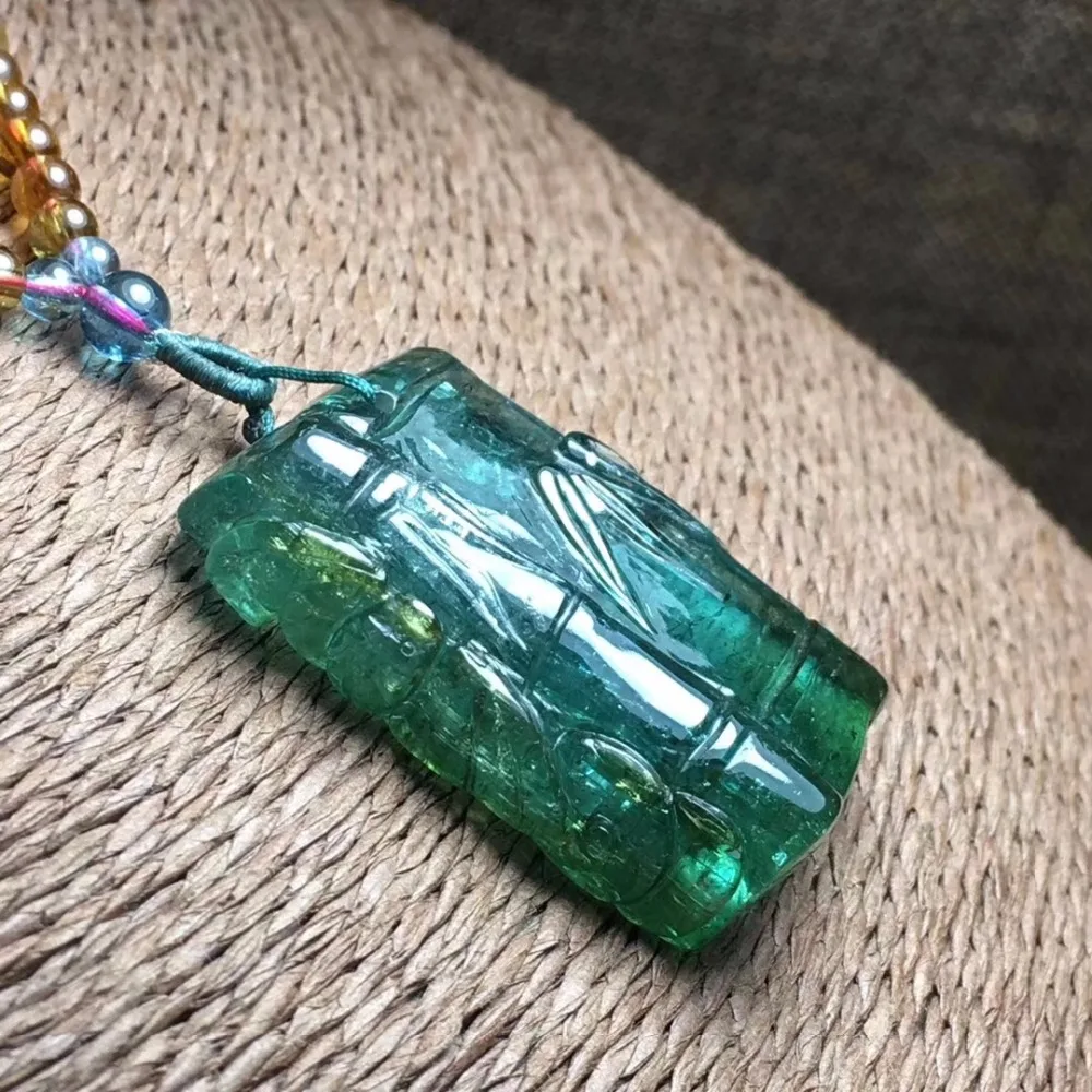 Женское колье из искусственного турмалина с резьбой 24g Fine Jewelry 100% | Украшения и