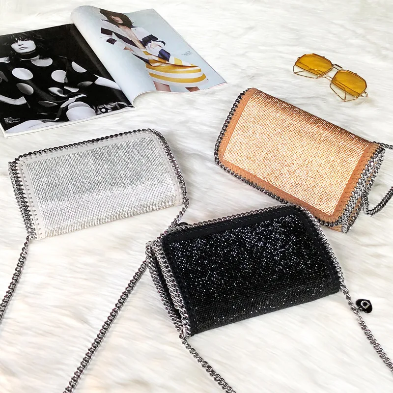 

Women's bag fashion small square bag shoulder Messenger bag with diamond chain lady bag