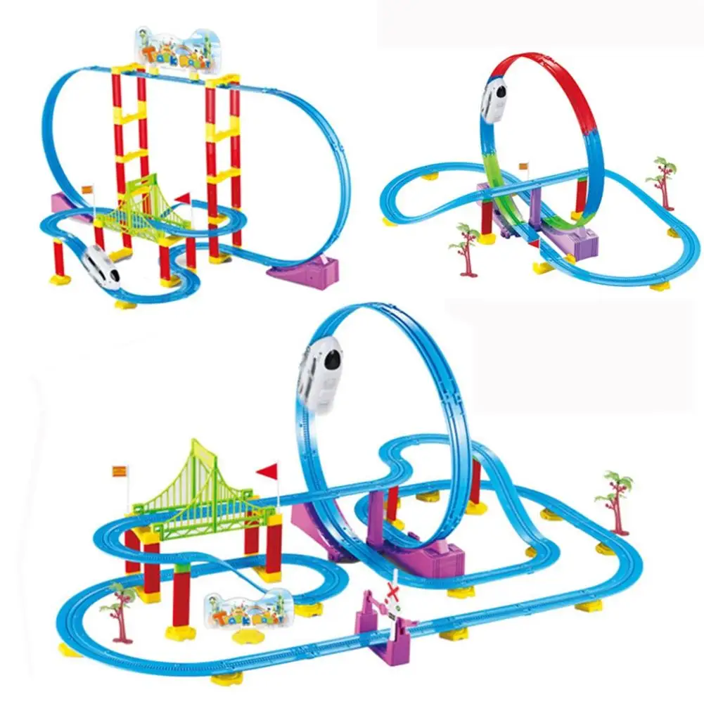 

LeadingStar Toy Vehicles Electric Track Rail Car Kids Toys Track Racer Racing Car Rail Car Battery Powered DIY Toys Set for KID