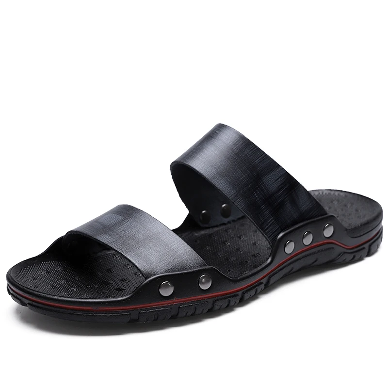 Brand Men's Flip Flops High Quality Genuine Leather Luxury Slippers Beach Casual Sandals Summer for Men Fashion Shoes New