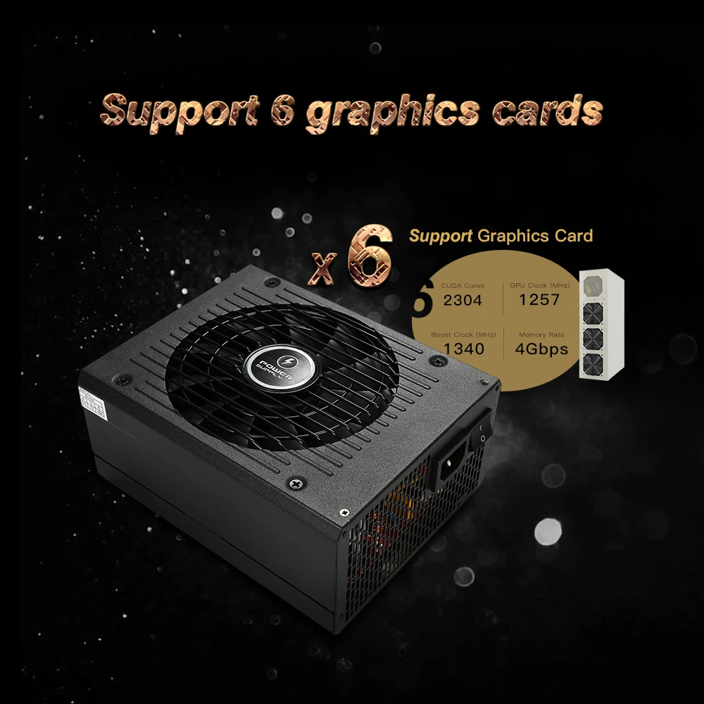 1650 Вт 90% КПД ATX12V V2.31 ETH Miner источник питания активный PFC источник питания Поддержка 6 видеокарт для bitman
