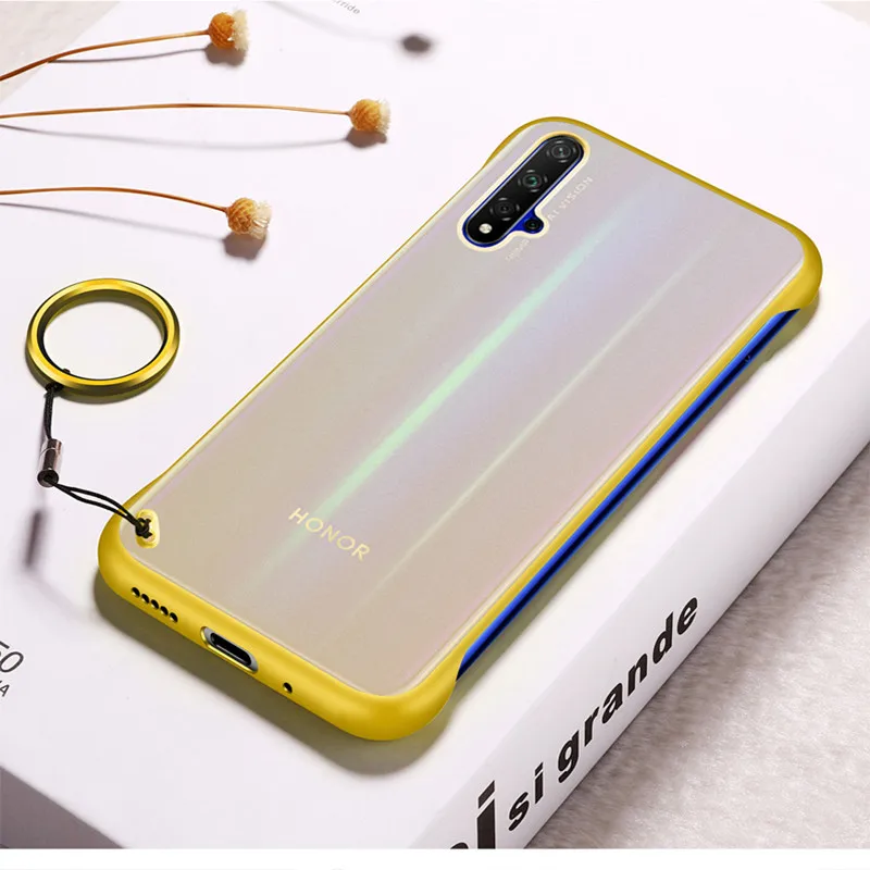 50pcs Metal Finger Ring Frameless Transparent Matte Hard PC Case For Huawei Mate20 Mate 20 10 P20 P30 Pro Honor V20 20 Nova 5