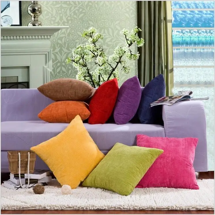 Cheap Price Corduroy Throw Pillow Case Cushion 11 Colors Living Room