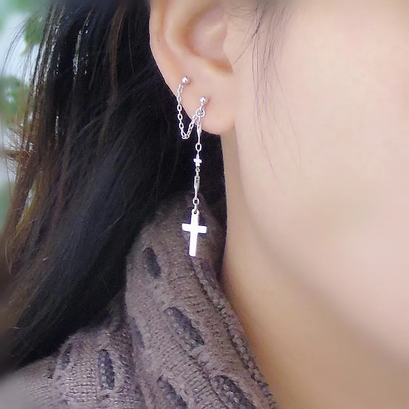 Новые серьги-гвоздики из стерлингового серебра 925 пробы с двумя отверстиями для ушей, круглые серьги с шестиграммой и короткой кисточкой, дикая геометрическая форма