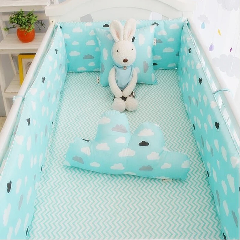 

100%Blue Cotton Girls Boys Baby Bedding Set Organizer For Baby Bed Bedding For The Newborn Baby Bumper Set 4-10 Pcs