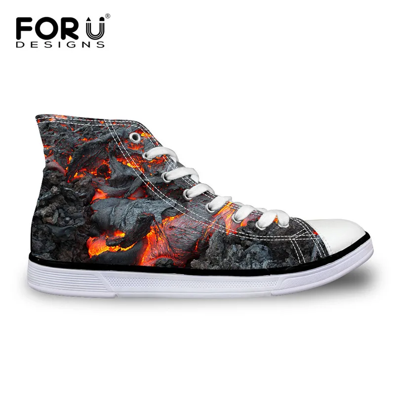 FORUDESIGNS/Модные осенние мужские туфли с высоким берцем из вулканизированной кожи; Новинка; вулканические породы; парусиновая обувь с узором; классические туфли на плоской подошве для студентов