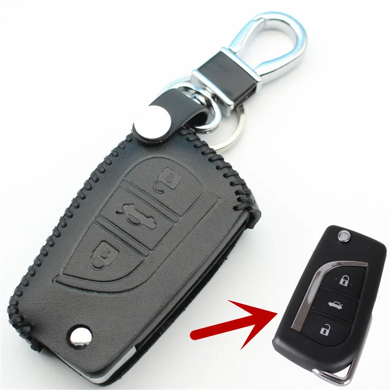 FLYBETTER из натуральной кожи откидная крышка чехол для ключей для Toyota Corolla EX/Vios/Crown/RAV4/Reiz/ camry/Corolla/Highlander стайлинга автомобилей