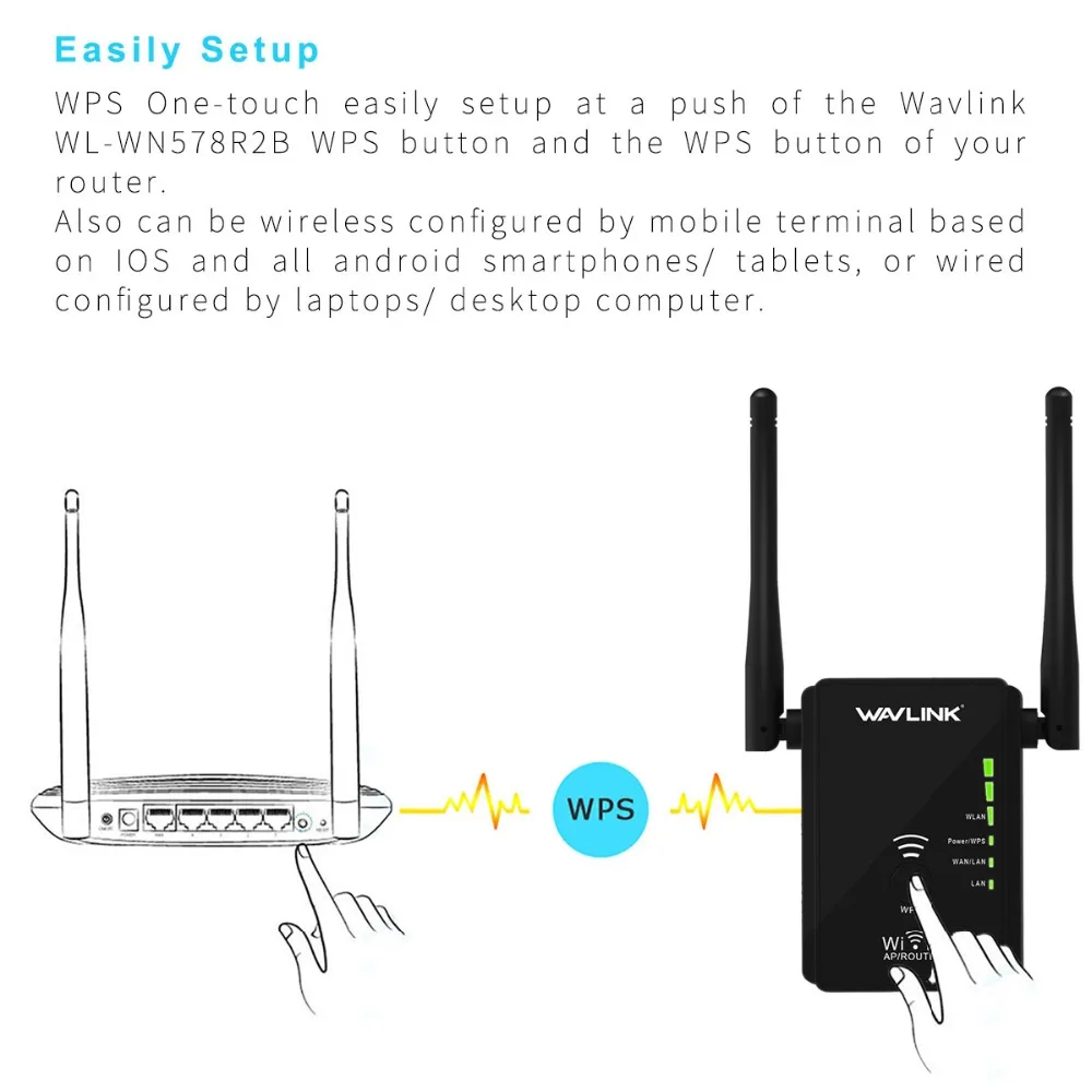 Беспроводной Wi-Fi повторитель 300 Мбит/с высоким коэффициентом усиления Wi-Fi маршрутизатор/точка доступа/усилитель сигнала простая настройка Wifi удлинитель с 2x5dbi антеннами