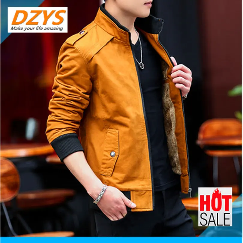 yellowish brown DZYS-YH, мужские куртки, Осень-зима, красивая джинсовая куртка, Мужская одежда, зимняя утепленная бархатная повседневная куртка - Цвет: yellowish brown