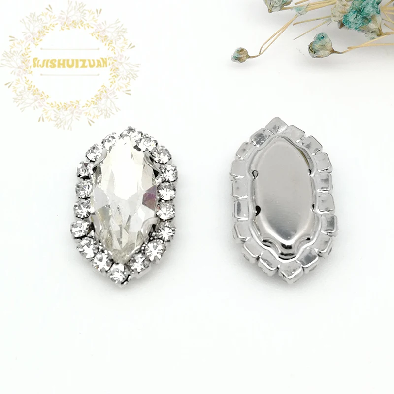 Белый конский глаз Форма стеклянный кристалл для нашивки Стразы с хрустальной пряжкой Diy свадебное платье