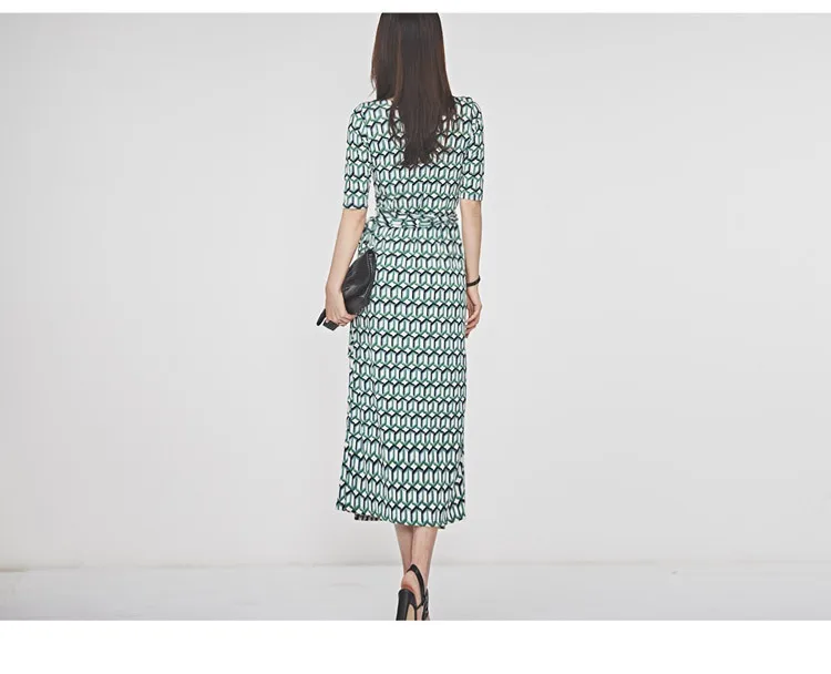 Plus Size Women Half Sleeve Corset Wrap Dress Women Bodycon Summer Clothe for Women Vintage Dress Print Geometric Midi Dress