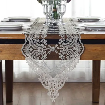 

Black Embroidery Table Runner Elegant Lace Tableware Dining Room Restaurant Cafe Wedding Holiday Event Catering Decoration P12